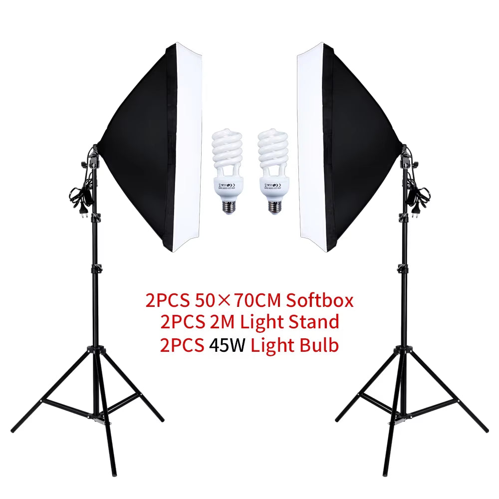 Photography Studio Softbox Lighting Kit Arm for Video & Youtube Continuous Lighting Professional Lighting Set Photo Studio