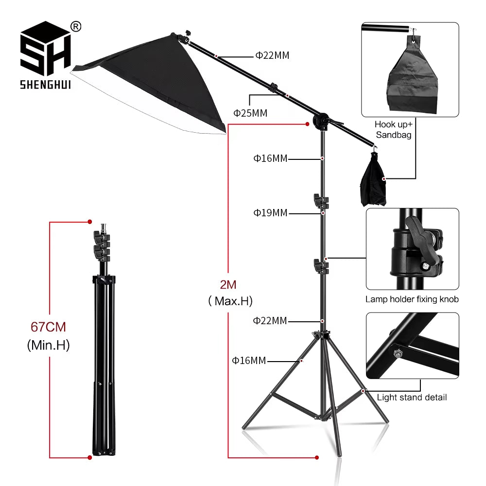 Photography Studio Softbox Lighting Kit Arm for Video & Youtube Continuous Lighting Professional Lighting Set Photo Studio