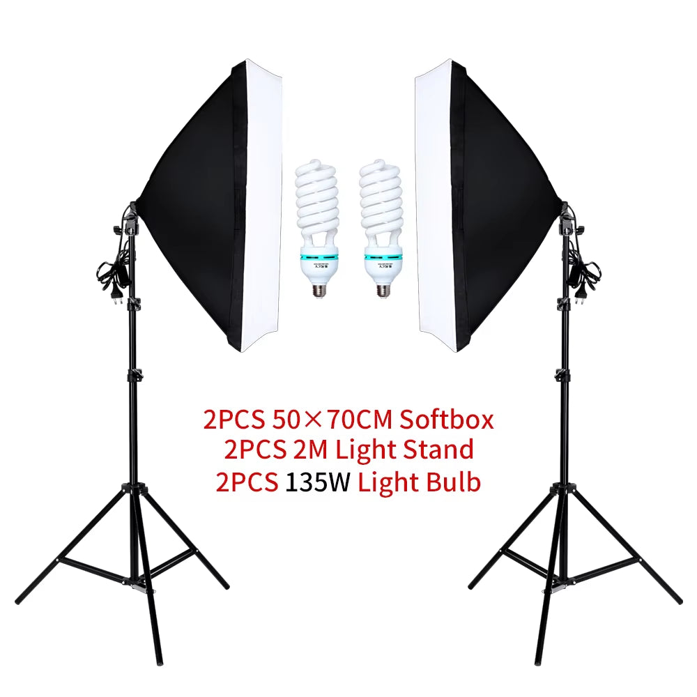 Photography Studio Softbox Lighting Kit Arm for Video & Youtube Continuous Lighting Professional Lighting Set Photo Studio