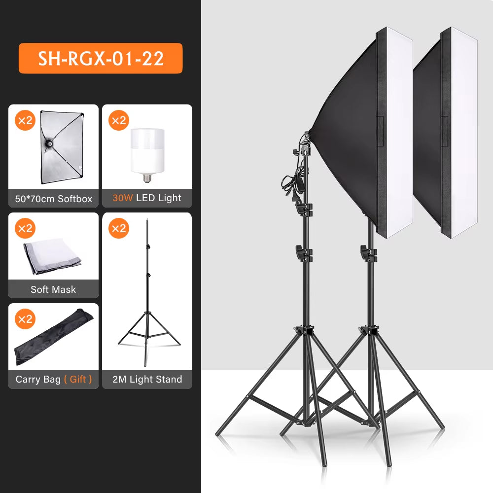 Photography Studio Softbox Lighting Kit Arm for Video & Youtube Continuous Lighting Professional Lighting Set Photo Studio