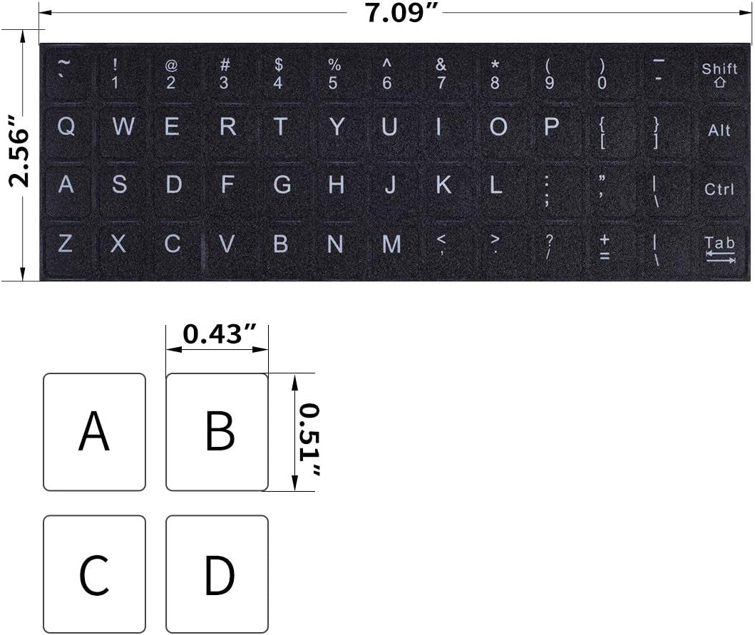 English Keyboard Stickers, 2 Pack Replacement Keyboard Letters Sticker with White Font on Black Background Universal for Computer Laptop Desktop, Matte Alphabet Stickers