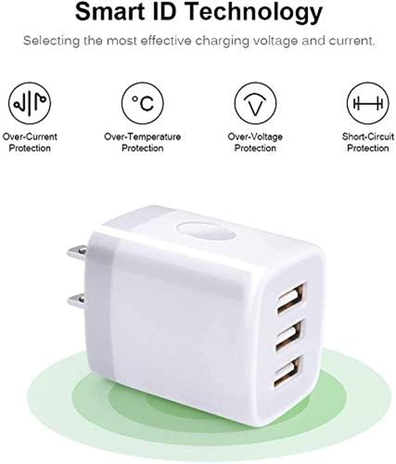 USB Charging Plug, Wall Charger Adapter, 3Pack Universal Travel 3.1A 3Muti Port Fast Charging Block Compatible with Iphone 16 15 14 13 12 SE 11Pro,Samsung Galaxy S24 S23 S22 S21 Ultra, Google