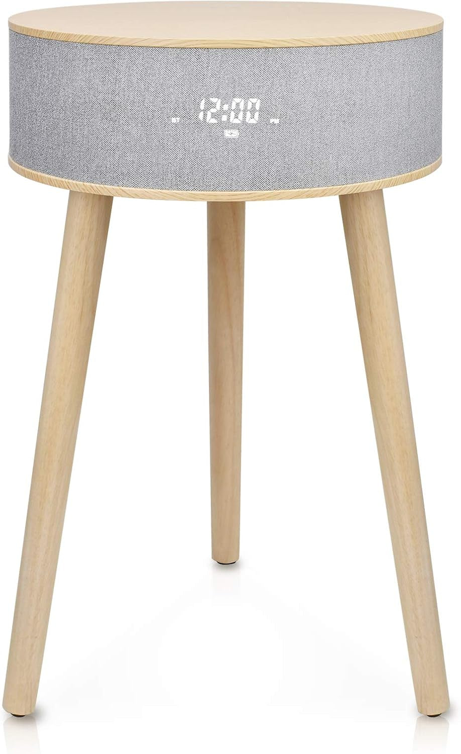 DTS4 Wireless Charging Table, Night Stand, Coffee Table, Sofa Table, End Table with Wireless Charging, Bluetooth Speaker, Night Light, for Living Room/Reception Room/Office - White Oak