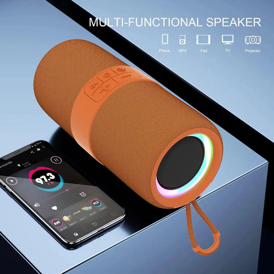 Portable Bluetooth Speaker with Deep Bass Basser, Wireless Stereo Sound Bluetooth Speaker with 5.3,IP67 Waterproof,Tws Pairing for Home Party Outdoor（Orange）
