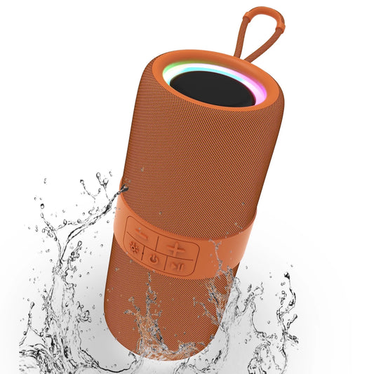 Portable Bluetooth Speaker with Deep Bass Basser, Wireless Stereo Sound Bluetooth Speaker with 5.3,IP67 Waterproof,Tws Pairing for Home Party Outdoor（Orange）