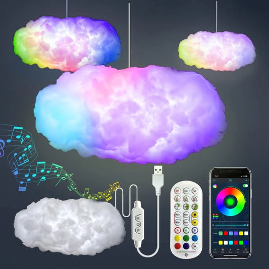 3D Cloud Lightning Multicolor Music Sync LED Wireless Remote Creative Night Lighting for Bedroom Ceiling Decor
