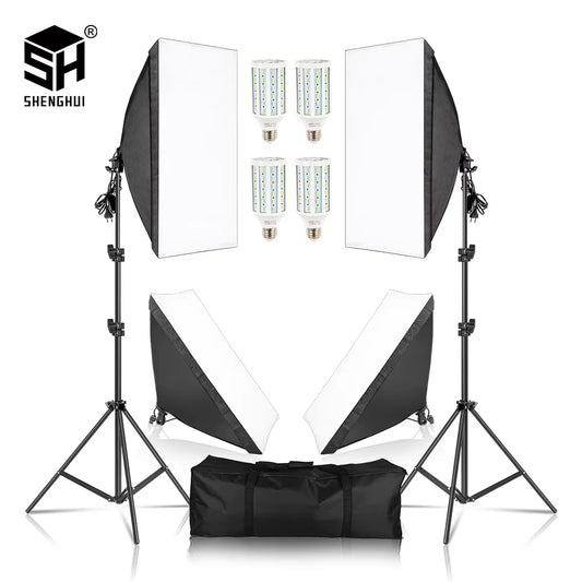 Photography Studio Softbox Lighting Kit Arm for Video & Youtube Continuous Lighting Professional Lighting Set Photo Studio