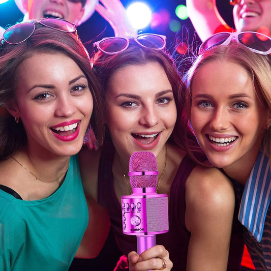 Wireless Bluetooth Karaoke Microphone, 3-In-1 Portable Handheld Mic Speaker Machine for All Smartphones, for Girls Boys Kids Adults All Age Q37(Purple)