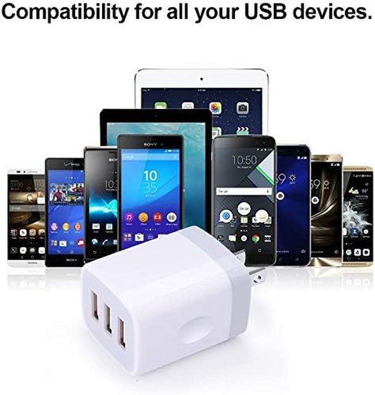 USB Charging Plug, Wall Charger Adapter,  3Pack Universal Travel 3.1A 3Muti Port Fast Charging Block Compatible with Iphone 16 15 14 13 12 SE 11Pro,Samsung Galaxy S24 S23 S22 S21 Ultra, Google